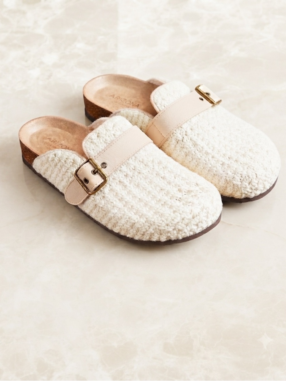 Arizona Jean Company Cream Knit Slip-On Clog